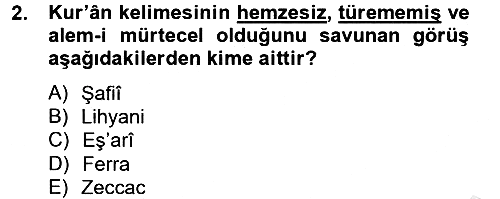 Tefsir Tarihi ve Usulü 2014-2015 Dönem Sonu Sınavı - 2. soru