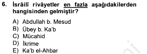 Tefsir Tarihi ve Usulü 2014-2015 Dönem Sonu Sınavı - 6. soru