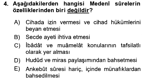 Tefsir Tarihi ve Usulü 2015-2016 Dönem Sonu Sınavı - 4. soru
