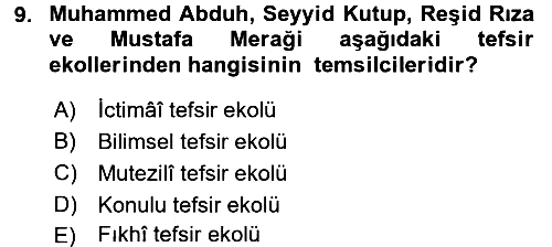 Tefsir Tarihi ve Usulü 2015-2016 Dönem Sonu Sınavı - 9. soru