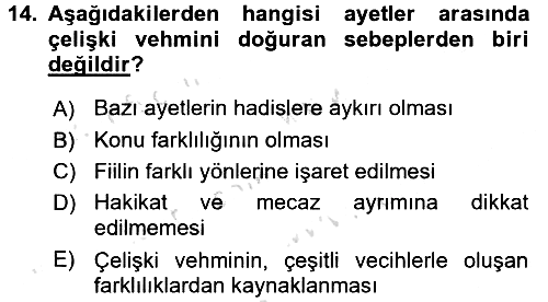 Tefsir Tarihi ve Usulü 2015-2016 Dönem Sonu Sınavı - 14. soru