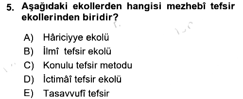 Tefsir Tarihi ve Usulü 2016-2017 Dönem Sonu Sınavı - 5. soru