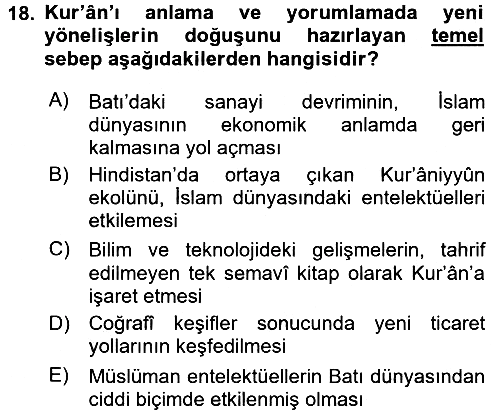 Tefsir Tarihi ve Usulü 2017-2018 Dönem Sonu Sınavı - 18. soru