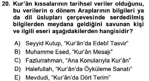 Tefsir Tarihi ve Usulü 2017-2018 Dönem Sonu Sınavı - 20. soru