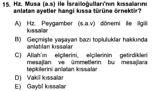Tefsir Tarihi ve Usulü 2018-2019 Dönem Sonu Sınavı - 15. soru