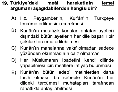 Tefsir Tarihi ve Usulü 2018-2019 Dönem Sonu Sınavı - 19. soru
