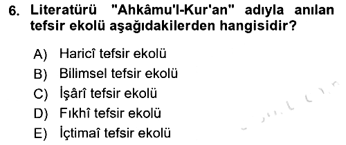 Tefsir Tarihi ve Usulü 2021-2022 Dönem Sonu Sınavı - 6. soru