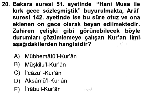 Tefsir Tarihi ve Usulü 2023-2024 Dönem Sonu Sınavı - 20. soru
