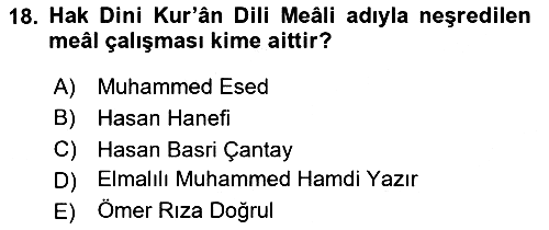 Tefsir Tarihi ve Usulü 2024-2025 Dönem Sonu Sınavı - 18. soru