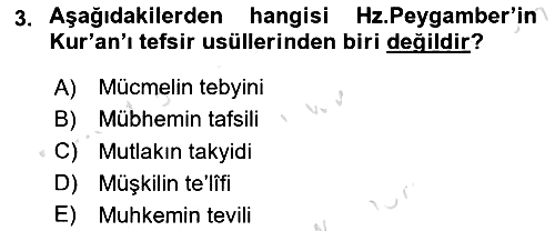 Tefsir Tarihi ve Usulü 2025-2026 Dönem Sonu Sınavı - 3. soru