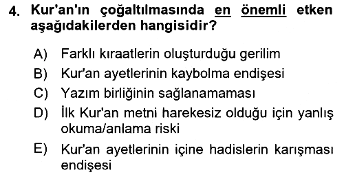 Tefsir Tarihi ve Usulü 2025-2026 Dönem Sonu Sınavı - 4. soru