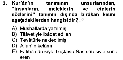Tefsir Tarihi ve Usulü 2013-2014 Tek Ders Sınavı - 3. soru