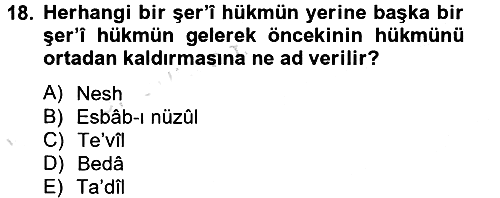Tefsir Tarihi ve Usulü 2013-2014 Tek Ders Sınavı - 18. soru