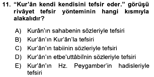Tefsir Tarihi ve Usulü 2020-2021 Yaz Okulu Sınavı - 11. soru