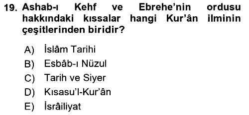 Tefsir Tarihi ve Usulü 2021-2022 Yaz Okulu Sınavı - 19. soru