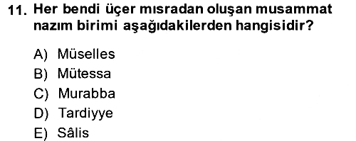 Türk İslam Edebiyatı 2013-2014 Ara Sınav - 11. soru
