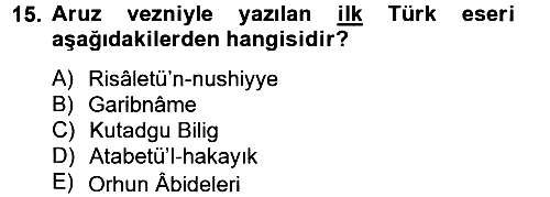 Türk İslam Edebiyatı 2013-2014 Ara Sınav - 15. soru