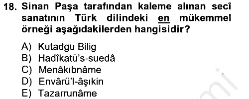 Türk İslam Edebiyatı 2014-2015 Ara Sınav - 18. soru