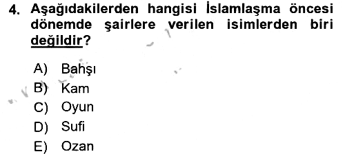 Türk İslam Edebiyatı 2016-2017 Ara Sınav - 4. soru