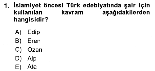 Türk İslam Edebiyatı 2018-2019 Ara Sınav - 1. soru