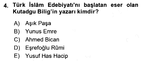 Türk İslam Edebiyatı 2018-2019 Ara Sınav - 4. soru