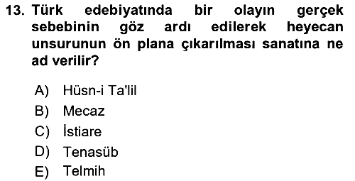 Türk İslam Edebiyatı 2023-2024 Ara Sınav - 13. soru