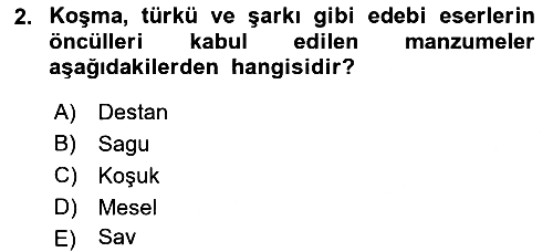 Türk İslam Edebiyatı 2024-2025 Ara Sınav - 2. soru