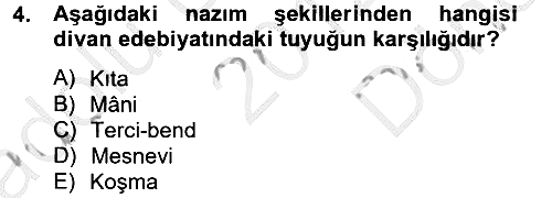 Türk İslam Edebiyatı 2012-2013 Dönem Sonu Sınavı - 4. soru