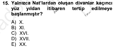 Türk İslam Edebiyatı 2012-2013 Dönem Sonu Sınavı - 15. soru