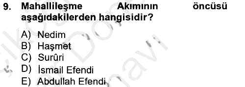 Türk İslam Edebiyatı 2013-2014 Dönem Sonu Sınavı - 9. soru