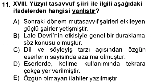 Türk İslam Edebiyatı 2013-2014 Dönem Sonu Sınavı - 11. soru