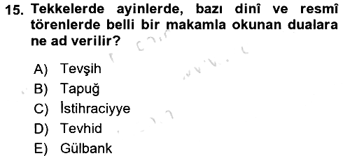 Türk İslam Edebiyatı 2016-2017 Dönem Sonu Sınavı - 15. soru