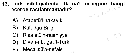 Türk İslam Edebiyatı 2023-2024 Dönem Sonu Sınavı - 13. soru
