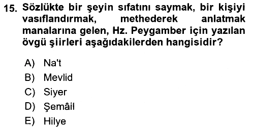 Türk İslam Edebiyatı 2023-2024 Yaz Okulu Sınavı - 15. soru