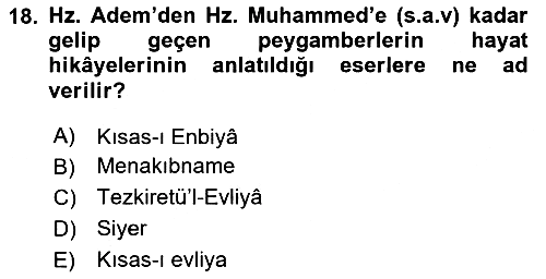 Türk İslam Edebiyatı 2025-2026 Yaz Okulu Sınavı - 18. soru