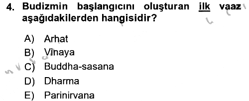 Yaşayan Dünya Dinleri 2016-2017 3 Ders Sınavı - 4. soru