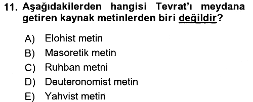 Yaşayan Dünya Dinleri 2016-2017 3 Ders Sınavı - 11. soru