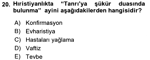 Yaşayan Dünya Dinleri 2016-2017 3 Ders Sınavı - 20. soru