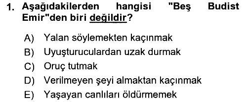 Yaşayan Dünya Dinleri 2017-2018 3 Ders Sınavı - 1. soru