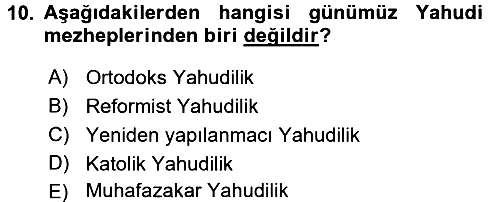 Yaşayan Dünya Dinleri 2017-2018 3 Ders Sınavı - 10. soru