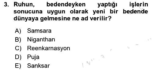 Yaşayan Dünya Dinleri 2018-2019 3 Ders Sınavı - 3. soru