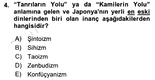 Yaşayan Dünya Dinleri 2018-2019 3 Ders Sınavı - 4. soru