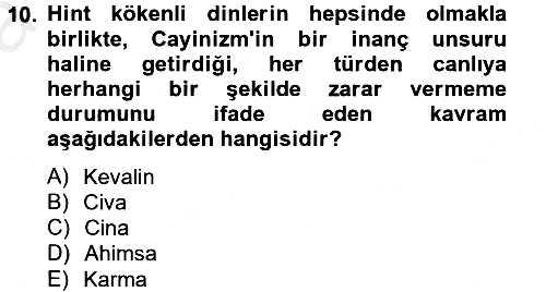 Yaşayan Dünya Dinleri 2012-2013 Ara Sınav - 10. soru