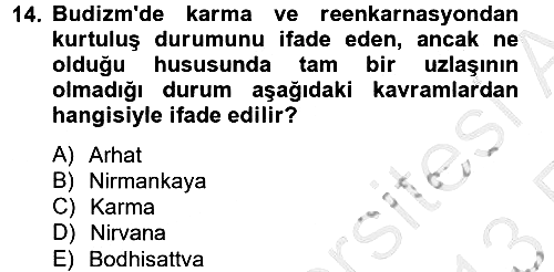 Yaşayan Dünya Dinleri 2012-2013 Ara Sınav - 14. soru