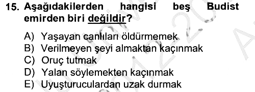 Yaşayan Dünya Dinleri 2012-2013 Ara Sınav - 15. soru