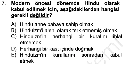 Yaşayan Dünya Dinleri 2013-2014 Ara Sınav - 7. soru
