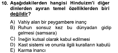 Yaşayan Dünya Dinleri 2013-2014 Ara Sınav - 10. soru