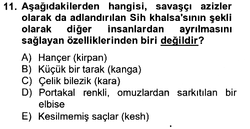 Yaşayan Dünya Dinleri 2013-2014 Ara Sınav - 11. soru