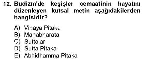 Yaşayan Dünya Dinleri 2013-2014 Ara Sınav - 12. soru