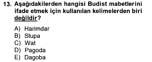 Yaşayan Dünya Dinleri 2013-2014 Ara Sınav - 13. soru